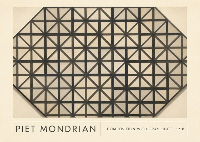 Piet Mondrian Composition with Gray Lines No1 - Poster