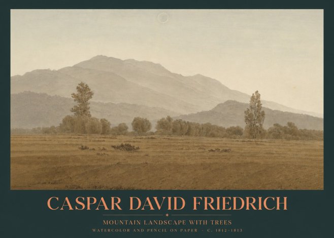 Caspar David Friedrich Mountain Landscape with Trees No2 - Poster
