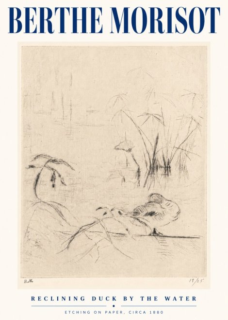 Berthe Morisot Reclining Duck by the Water No5 - Poster