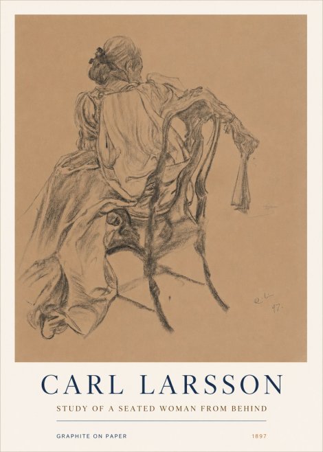 Carl Larsson Study of a Seated Woman from Behind No3 - Poster