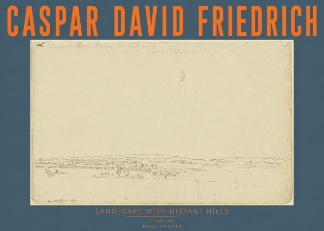 Caspar David Friedrich Landscape with Distant Hills No4 - Poster