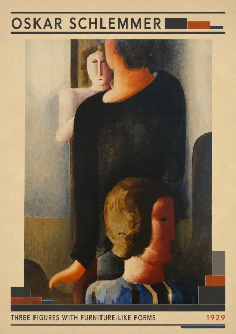 Oskar Schlemmer Three Figures with Furniture-like Forms No3 - Poster