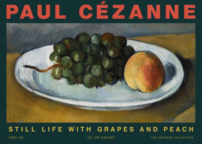 Paul Cézanne Still Life with Grapes and Peach No3 - Poster