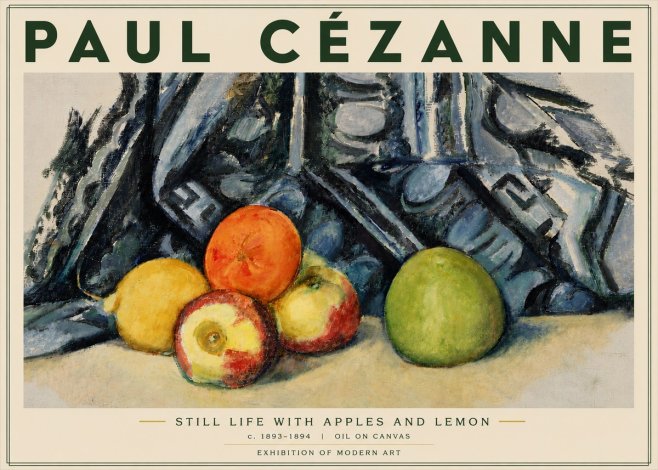 Paul Cézanne Still Life with Apples and Lemon No4 - Poster