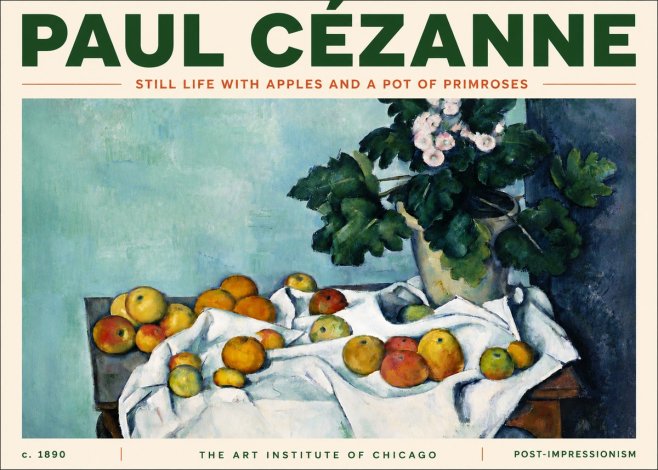 Paul Cézanne Still Life with Apples and a Pot of Primroses No5 - Poster