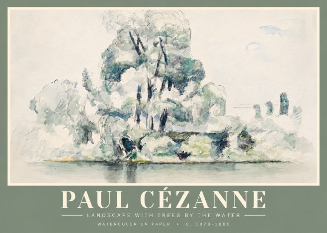 Paul Cézanne Landscape with Trees by the Water No4 - Poster