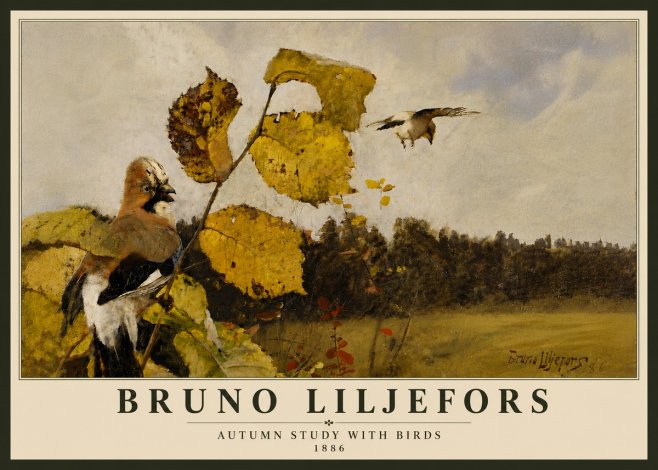 Bruno Liljefors Autumn Study with Birds No6 - Poster