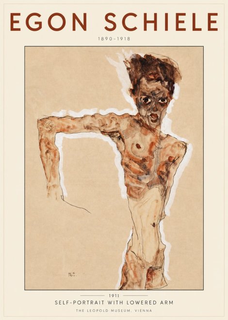 Schiele Self-portrait with Lowered Arm No3 - Poster