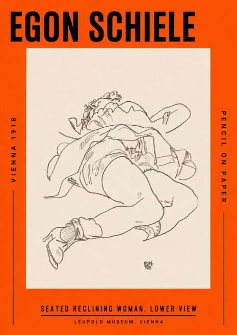 Schiele Seated Reclining Woman, Lower View No2 - Poster