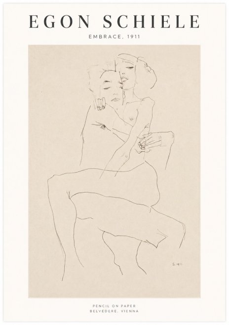 Schiele Embrace, 1911 No1 - Poster