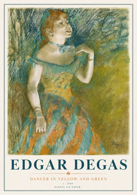 Edgar Degas Dancer in Yellow and Green No6 - Poster