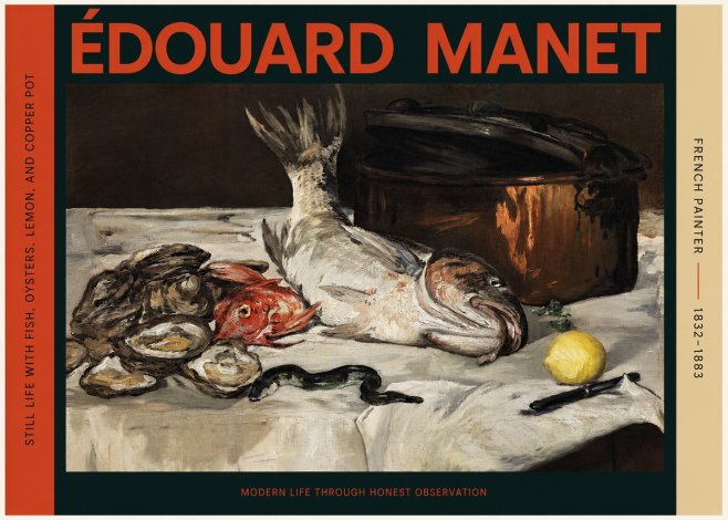Édouard Manet Still Life with Fish, Oysters, Lemon, and Copper Pot No2 - Poster