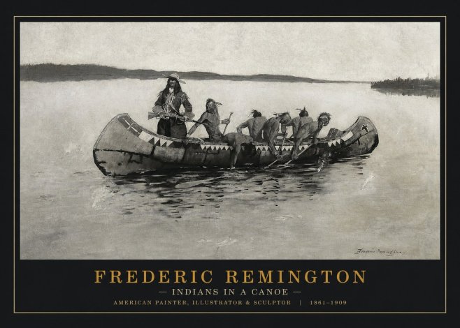 Frederic Remington Indians in a Canoe No1 - Poster