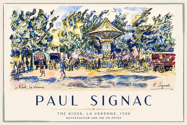 Signac The Kiosk, La Varenne, 1908 No4 - Poster