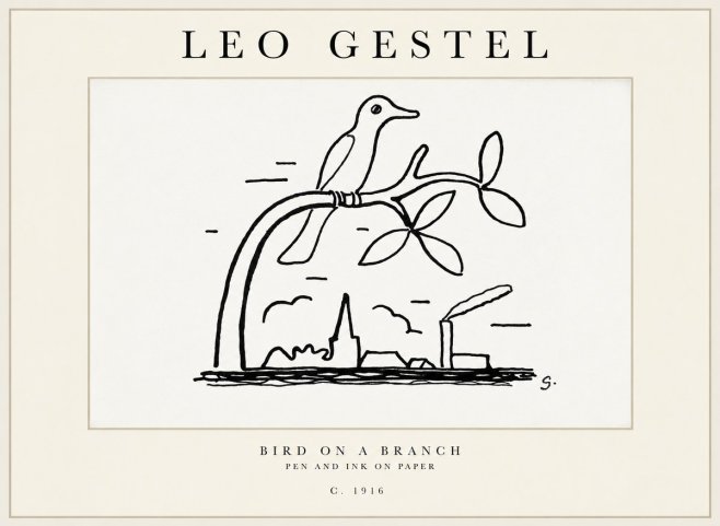 Leo Gestel Bird on a Branch No2 - Poster