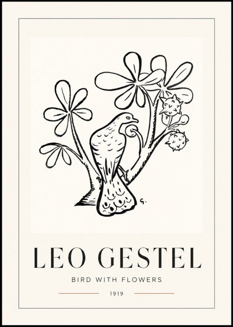 Leo Gestel Bird with Flowers No1 - Poster