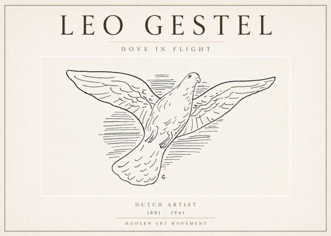 Leo Gestel Dove in Flight No3 - Poster
