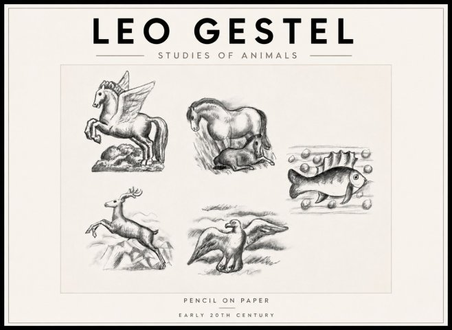 Leo Gestel Studies of Animals No6 - Poster