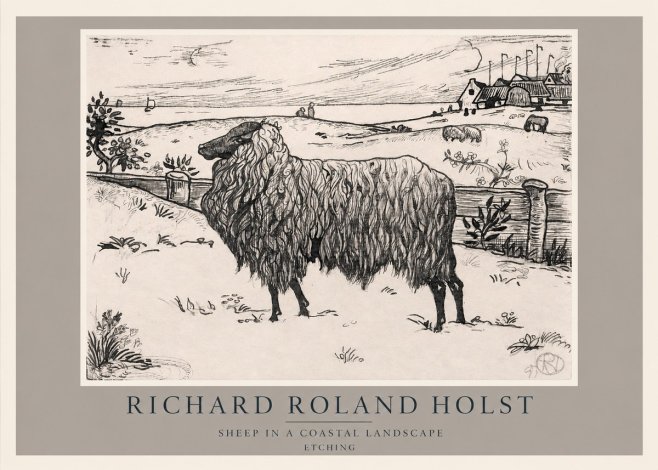 Richard Roland Holst Sheep in a Coastal Landscape No2 - Poster