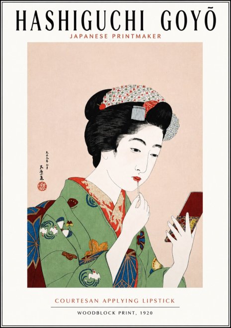 Hashiguchi Goyō Courtesan Applying Lipstick No3 - Poster