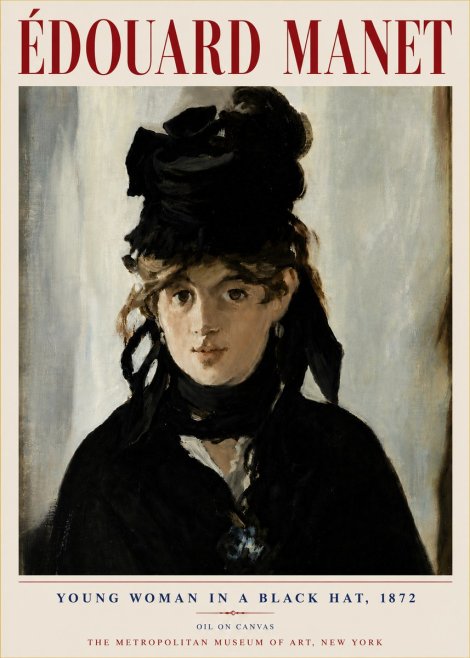 Édouard Manet Young Woman in a Black Hat, 1872 No6 - Poster