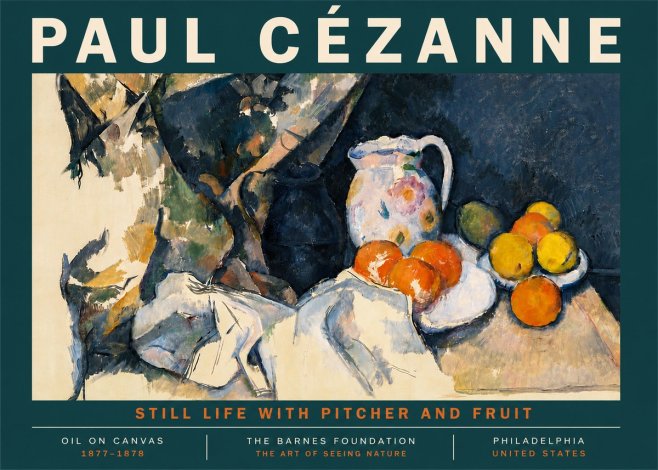 Paul Cézanne Still Life with Pitcher and Fruit No4 - Poster