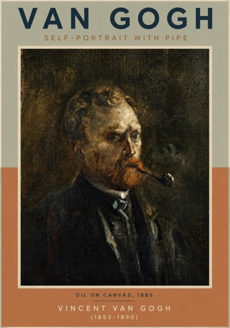Van Gogh Self-portrait with Pipe No5 - Poster