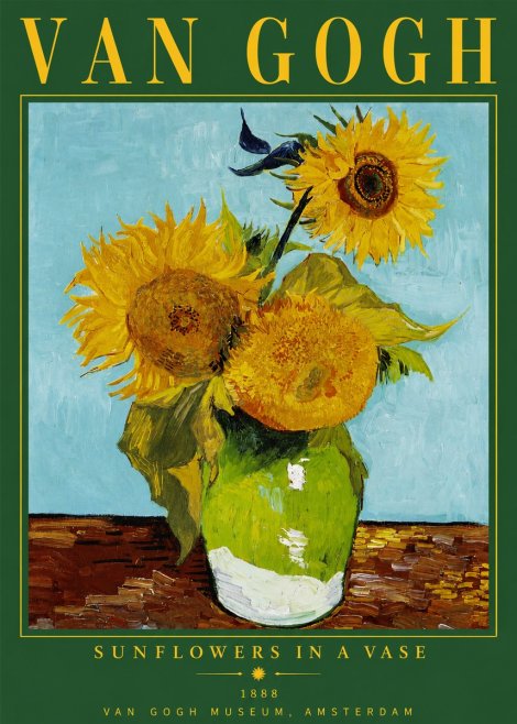 Van Gogh Sunflowers in a Vase No4 - Poster