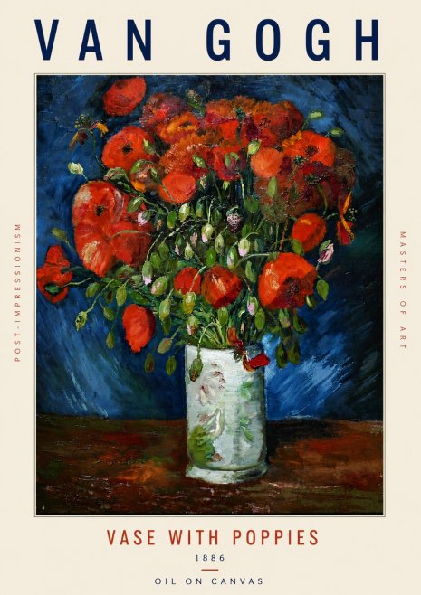 Van Gogh Vase with Poppies No5 - Poster