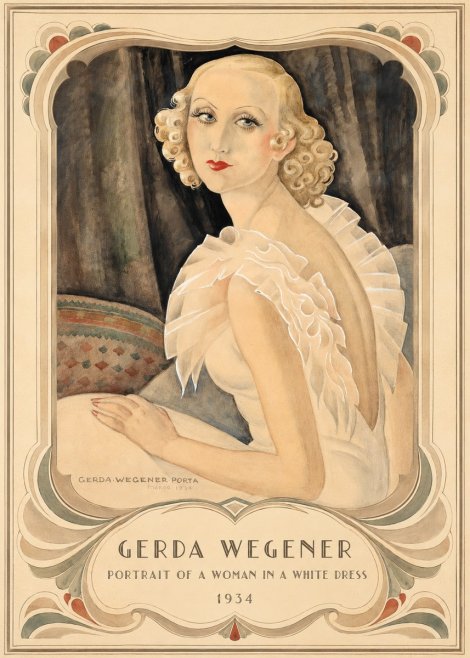 Gerda Wegener Portrait of a Woman in a White Dress No3 - Poster