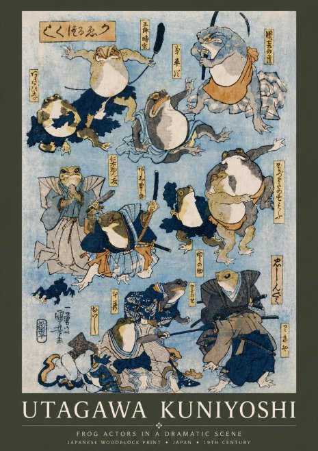Utagawa Kuniyoshi Frog Actors in a Dramatic Scene No6 - Poster