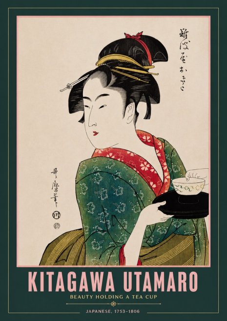 Kitagawa Utamaro Beauty Holding a Tea Cup No2 - Poster