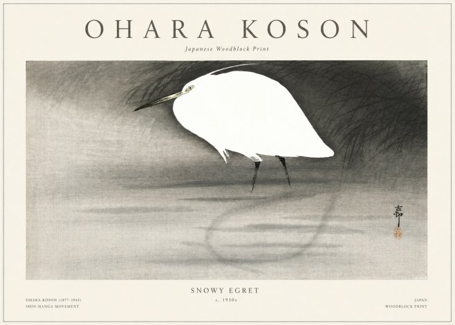 Ohara Koson Snowy Egret No1 - Poster