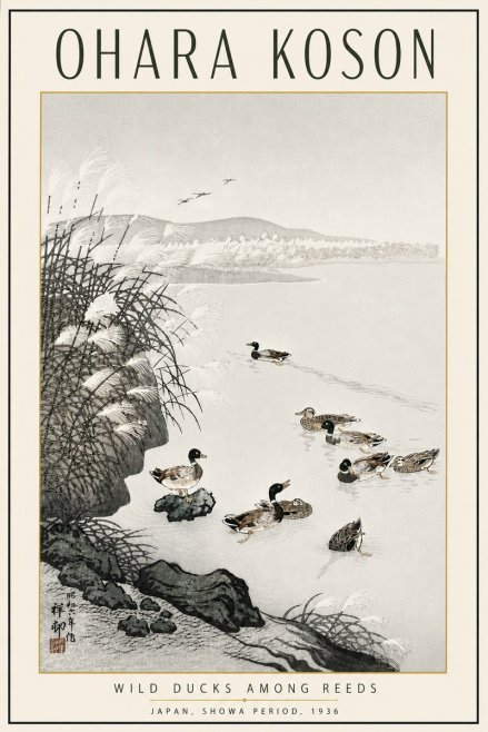 Ohara Koson Wild Ducks Among Reeds No5 - Poster