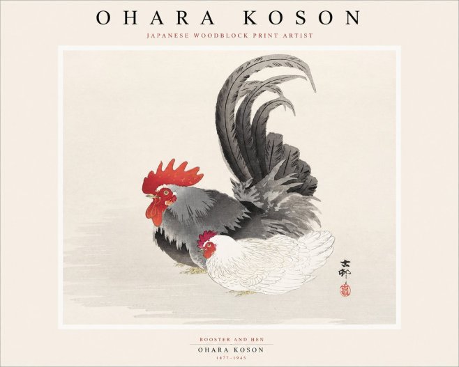 Ohara Koson Rooster and Hen I No1 - Poster