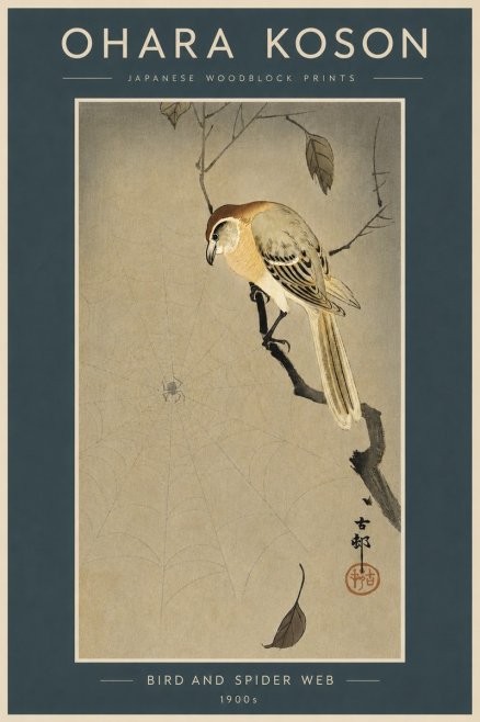 Ohara Koson Bird and Spider Web I No4 - Poster