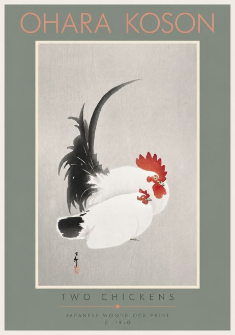 Ohara Koson Two Chickens No4 - Poster