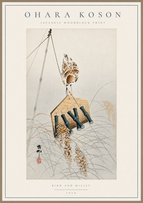 Ohara Koson Bird and Millet No3 - Poster