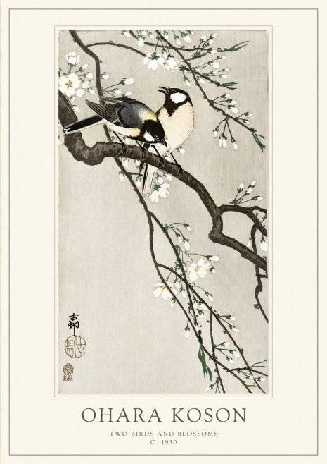Ohara Koson Two Birds and Blossoms II No1 - Poster
