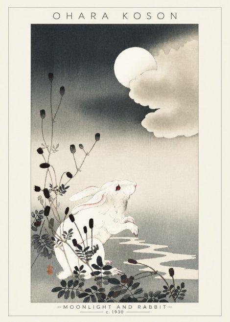 Ohara Koson Moonlight and Rabbit No4 - Poster