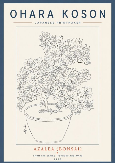 Ohara Koson Azalea (Bonsai) No6 - Poster
