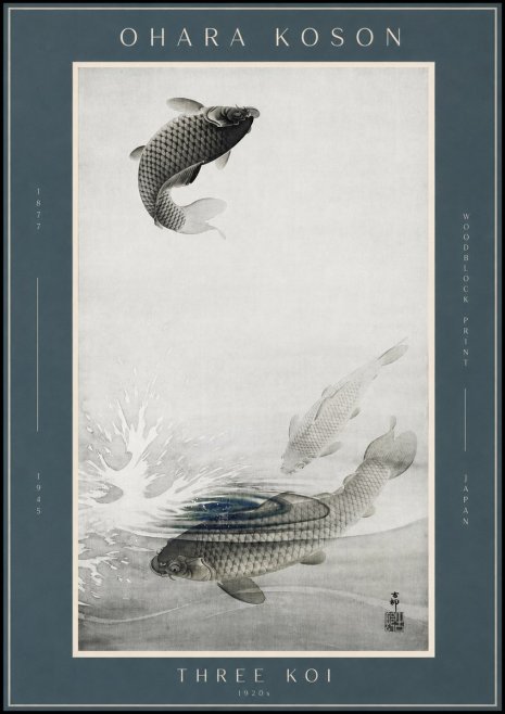 Ohara Koson Three Koi No2 - Poster