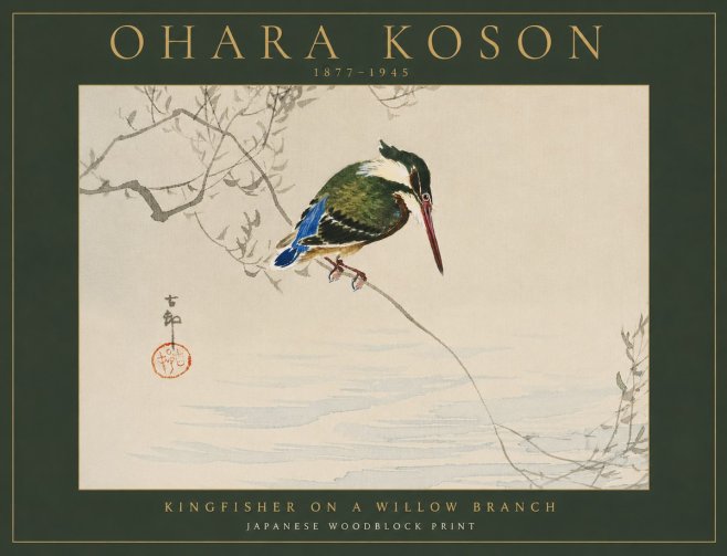 Ohara Koson Kingfisher on a Willow Branch No6 - Poster
