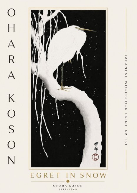 Ohara Koson Egret in Snow No5 - Poster