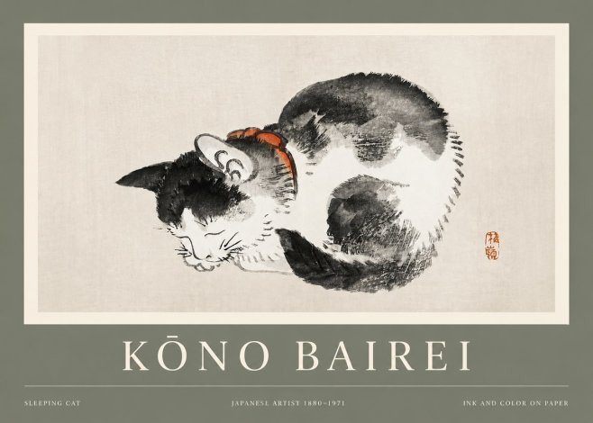 Kōno Bairei Sleeping Cat No2 - Poster