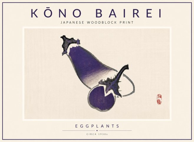 Kōno Bairei Eggplants No6 - Poster