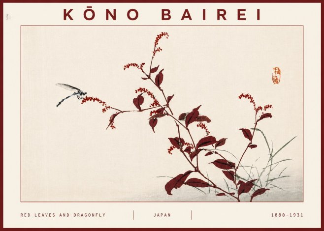 Kōno Bairei Red Leaves and Dragonfly No3 - Poster