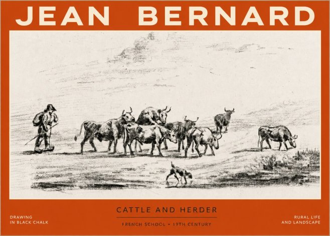 Jean Bernard Cattle and Herder No2 - Poster
