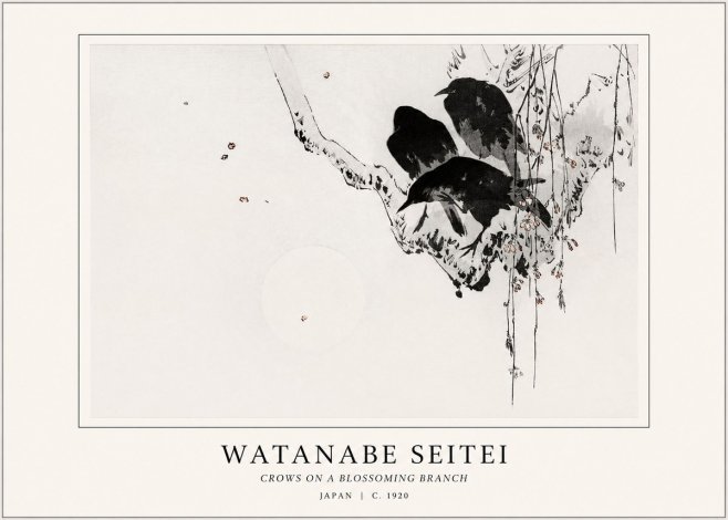Watanabe Seitei Crows on a Blossoming Branch No1 - Poster