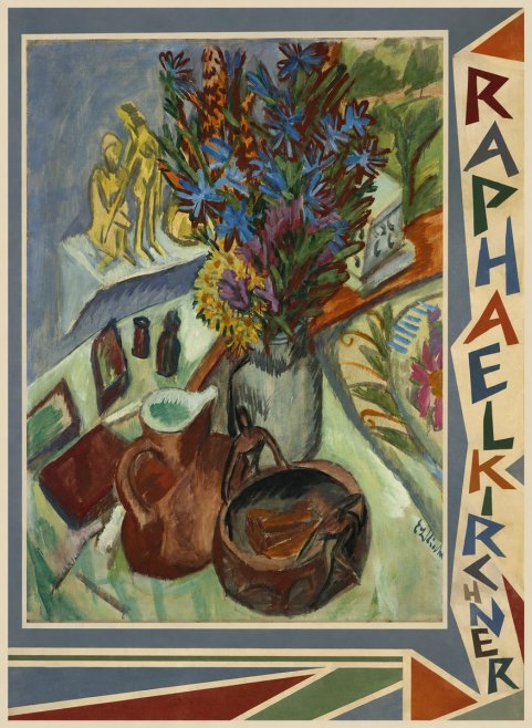 Raphael Kirchner Still Life with Blue Flowers and Figurines No2 - Poster